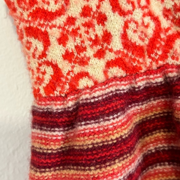 FREE PEOPLE Women’s Red Orange Knit Empire Waist Sweater Dress Wool Blend Size M - Picture 3 of 8